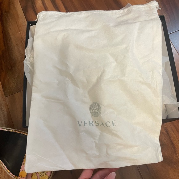 VERSACE - Pink Floral Print Espadrille Wedge Heel Sandal - Picture 6 of 7